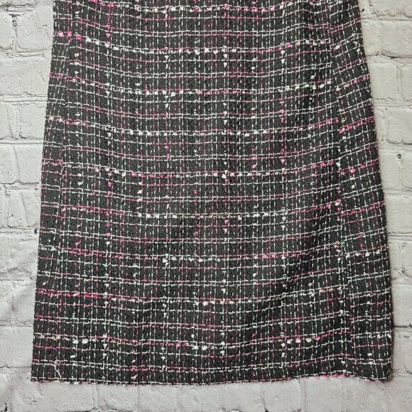 Loft Outlet Black Pink White Tweed Short Sleeve Shift Dress Size 8 - Picture 4 of 11